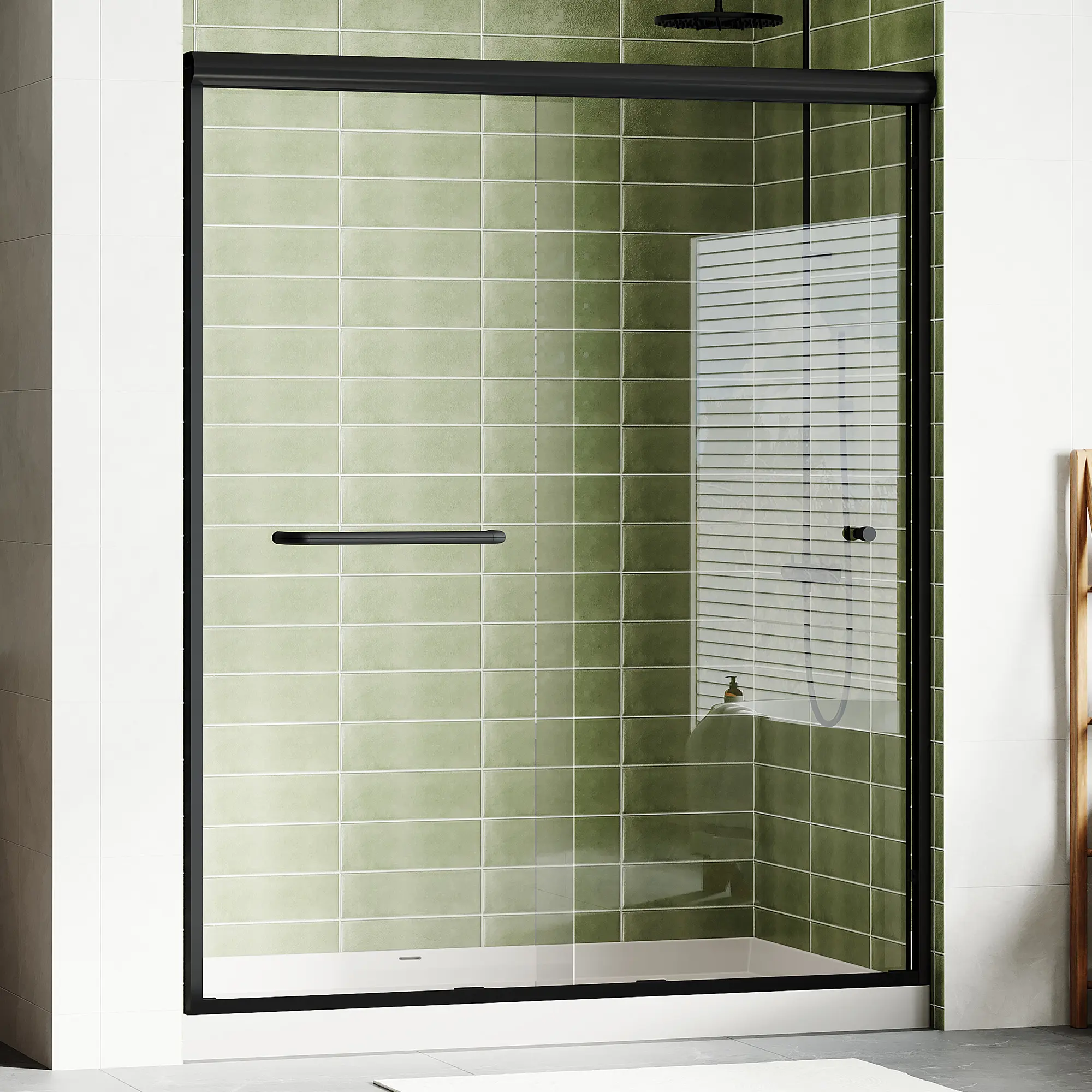 AMERLIFE 3 Size Semi-Frameless Walk-in Shower Door, 4" Adjustable Design, 1/4inch Thick Tempered Glass, Matte Black Aluminum Alloy Frame, Modern Bathroom Shower Sliding Door[tiktokshopbacktoschool][SohoChic]