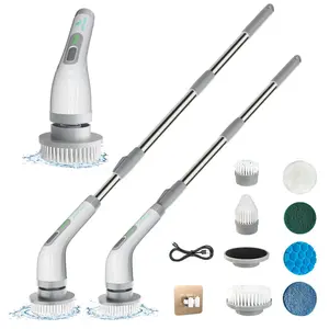 Electric Spin Scrubber,Cordless Shower Scrubber with IPX7 Waterproof, Electric Cleaning Brush, Multi-Surface Use, and Long Battery Life,Adjustable Speed & Extendable Handle,Multi-Purpose Cleaning Kit for Bathroom & Kitchen. Outdoorfun Durable