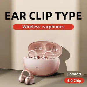 sk 50 clip on earphones, open wireless Bluetooth 6.0 earphones with microphone, suitable for small ears and glasses wearers, 50H playback time, ENC noise reduction, sweat proof and waterproof sports earplugs speaker factory