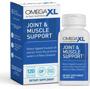 OmegaXL Joint Support Supplement 120 count- Natural Muscle Support, Green Lipped Mussel Oil, Soft Gel Pills, Drug-Free,