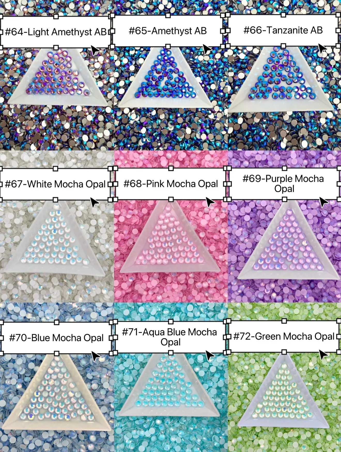Flat Back Glass Rhinestones (No.64 - No.72) | Multiple Colors & Sizes (SS6-SS20)