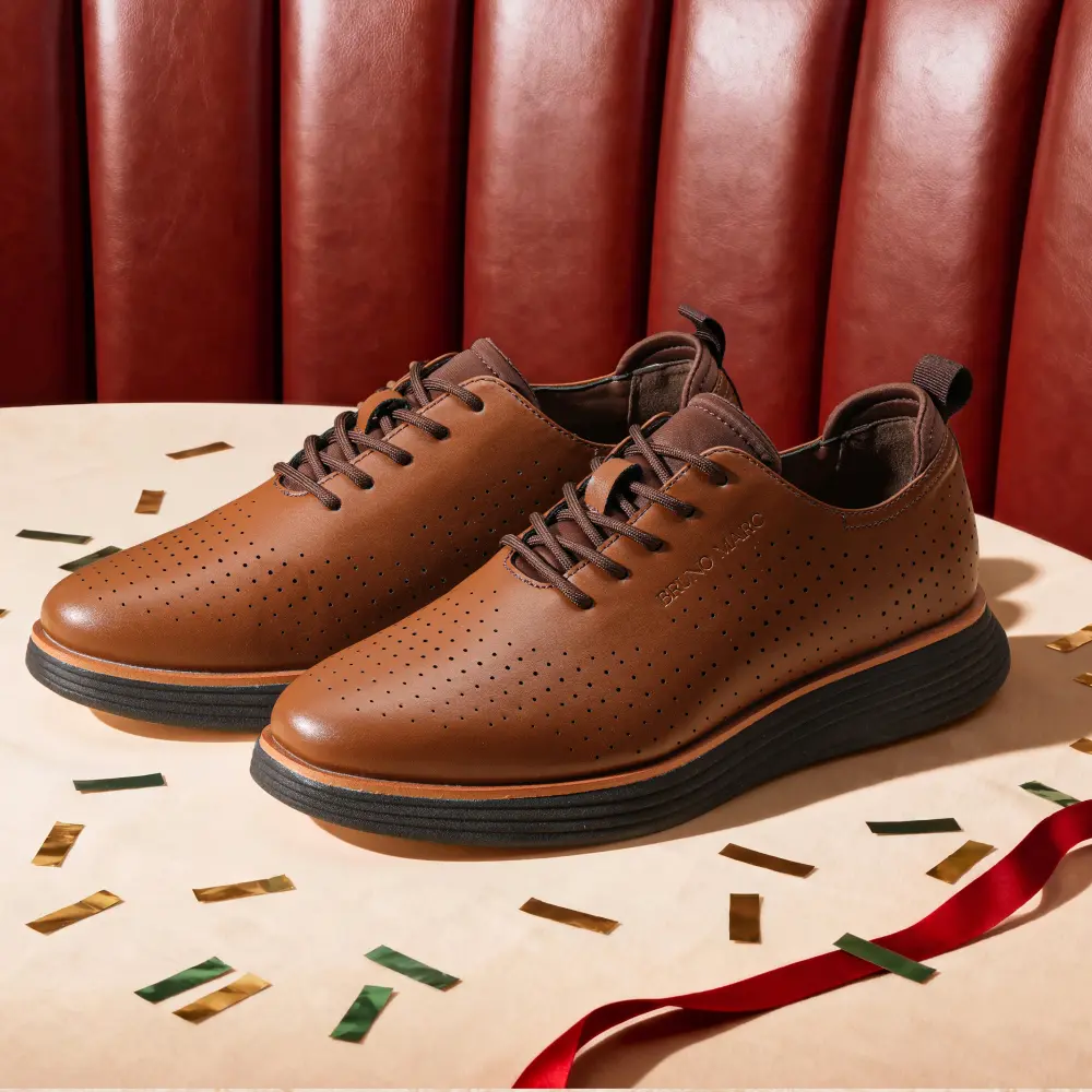 【BRUNO MARC Anniversary】 Men's MaxFlex Fashion Dress Sneakers Oxfords Classic Casual Shoestiktokshopbacktoschool, Pu Leather Shoes, Footwear, Casual Business Shoes, Oxford Style Elevates Casual Outfits, Polished Enough For Office Days
