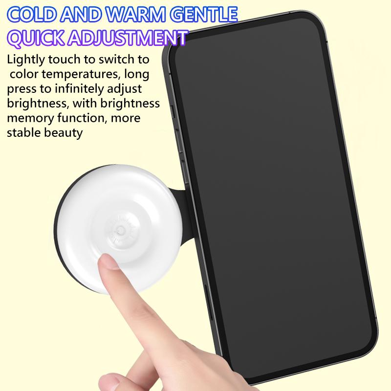 Magnetic Beauty Selfie Light for Phones, Portable Rechargeable LED Ring Light, 180° Flippable Phone Fill Light for Selfies, Makeup, Live Streaming, Video Calls