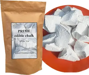 Edible Chalk Chunks - Prime Natural Crunchy White Pure Ukrainian Chalk for Pica Cravings, ASMR - Eco Kraft Packaging - 4oz (115g) Office Writing Stationery Supply