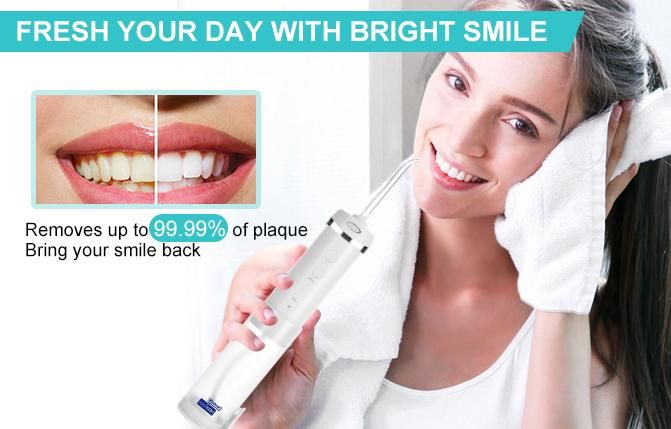 h2ofloss Water Flosser with 5 nozzles ,Cordless Oral Irrigator,300ML Rechargeable Oral Irrigator for Teeth Cleaning, Portable & IPX7 Waterproof Teeth Cleaner Pick for Braces Home Travel, mini water flosser, HF-10 h2ofloss Water Flosser with 5 nozzles ,Cordless Oral Irrigator,300ML Rechargeable Oral Irrigator for Teeth Cleaning, Portable & IPX7 Waterproof Teeth Cleaner Pick for Braces Home Travel, mini water flosser, HF-10