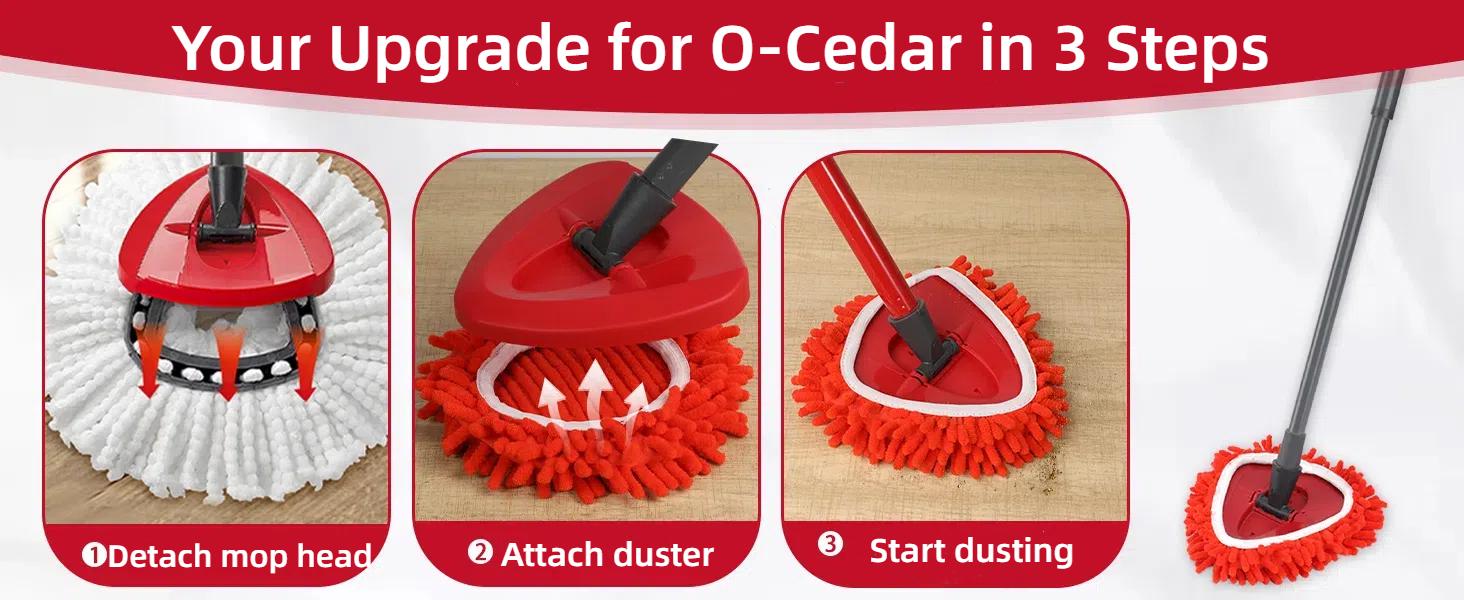 Washable replacement mop head installation, fits most common mop bases