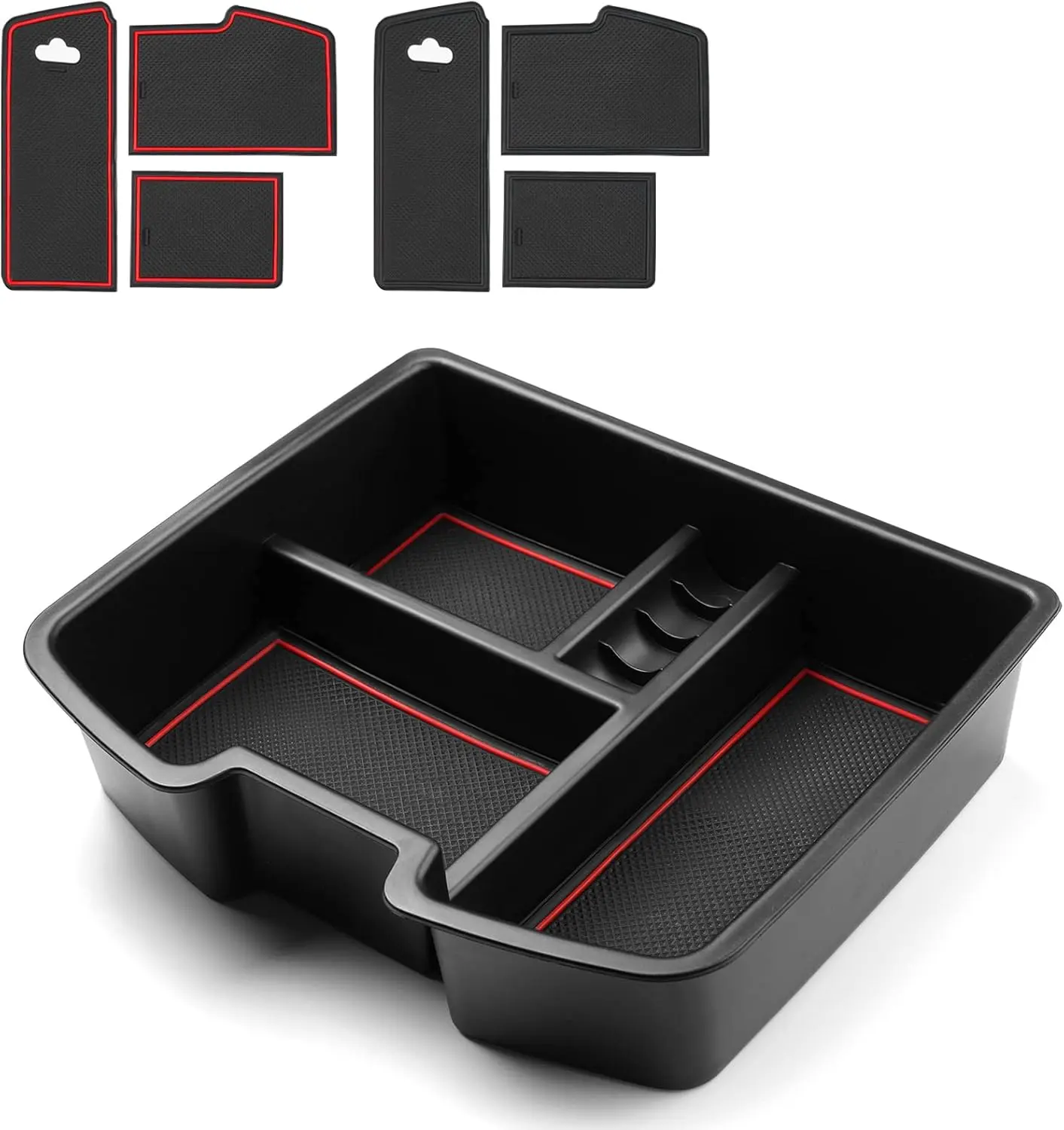 Center Console Organizer for 2007-2013 Chevrolet Silverado/GMC Sierra 1500 2500 3500 Accessories Armrest Storage Box Secondary Insert Tray with 2 Color Mats