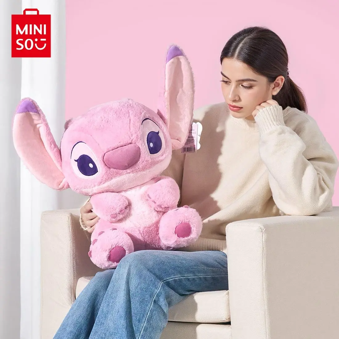 Disney Stitch & Angel 20in Giant Soft Collectible Duo Set Stuffed Animals, Graduation & GF Gift, Cuddly Cartoon Plush Dolls for Fans, Ideal for Holiday Celebrations
