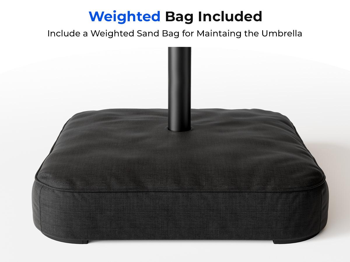 【Spring Sale】10ft Solar Outdoor Patio Umbrella, UPF50+ UVOutdoor Table Umbrella, Yard Umbrella, Market Umbrella with 8 Sturdy Ribs, Push Button Tilt and Crank- with Base