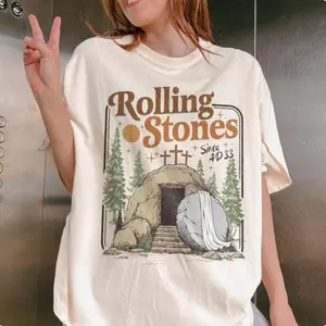 Comfort Colors Christian Easter Rolling Stones Shirt, Retro Easter ,christian Jesus Shirt ,vintage Since AD 33 Shirt, Jesus Christian Shirt