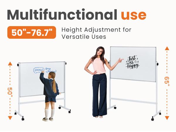 Double-Sided Magnetic Rolling Whiteboard with Silver Aluminium Frame, Wheels, Stand, Dry Erase Markers, Classroom Supplies for Office & Home Use Double-Sided Magnetic Rolling Whiteboard with Silver Aluminium Frame, Wheels, Stand, Dry Erase Markers, Classroom Supplies for Office & Home Use