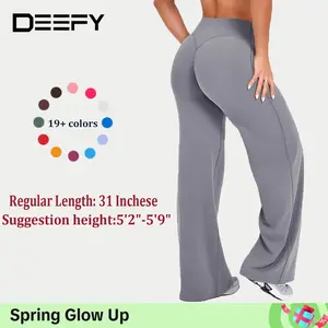 DEEFY SoftMotion Straight Leg Bottoms 30.5" & 31.5" Inseam Fitness Gymwear Women Workout Breathable Light Thin Sportswear Gym Outdoor Sports Yoga Pants Wide Sweatpants Solid Color Joggers