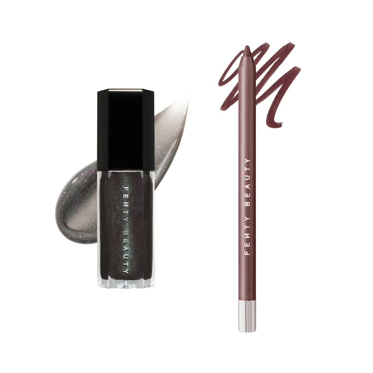Fenty Beauty Line, Sparkle + Shine Duo: Limited-Edition Midnight Diamonds Collection Gloss Bomb Universal Lip Luminizer + Trace’d Out Pencil Lip Liner