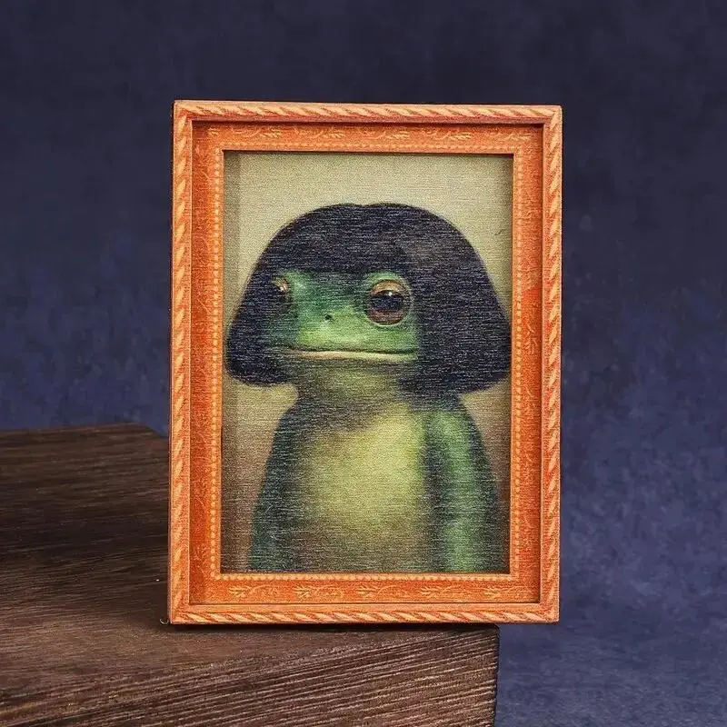 1 Count Whimsical Frog Fridge Magnet, A Funny Frog With A Middle-part Hairstyle Fridge Magnet, Mini Photo Frame Design, Modern Kitchen Decor, Funny Home Decoration Item, Refrigerator Decorating Magnet, Decorative Fridge Magnets.