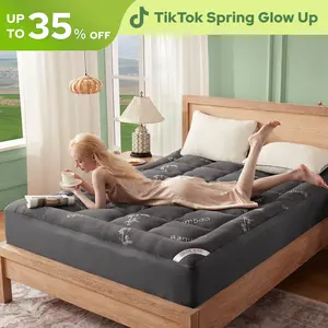 【BEDLORE】Bamboo Cooling Mattress Topper with Fitted Sheet, Thick Luxury Comfort Layer, Breathable & Soft on Skin, Deep Pocket Design, Machine Washable, Ideal for Bedroom & Home Use