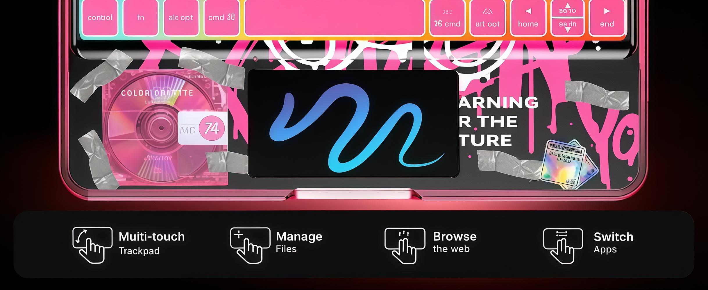 DarlingCase Y2k Pink iPad keyboard Case– 360° Rotating Multi-Touch Trackpad, RGB Backlit Keyboard, Transparent Back, Pencil Holder, Type-C Charging,for ipad 10th gen case ipad a16 case Tablet Cyberpunk Wireless  Digital