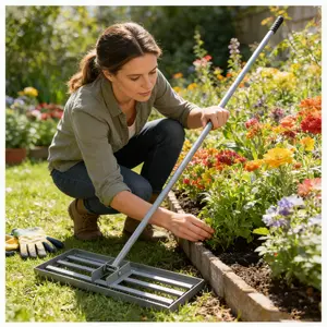 79.5" Long Handle Heavy Duty Lawn Leveling Rake | Garden Backyard Golf Course Compost Sand Leveling Tool