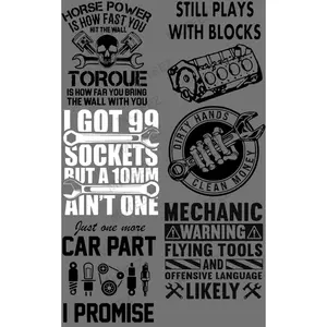 MECHANIC (1) PREMADE GANGSHEET - 22X36 DTF TRANSFERS - DIRECT TO FILM
