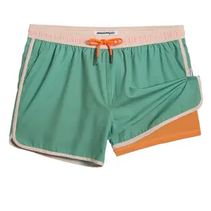 Maamgic Swim Shorts 4.5 Inseam Spandex,2 in 1 Stretch, Polyester, Adjustable Waistband，2 Side Pockets, 1 Back Pocket & Quick-Drying & Compression Liner & Anti-Chafe，Beach Activities，Swimming Pool，Casual Vacation Summer Swim Trunks