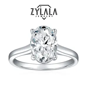 [036-2CT] 2CT Synthetic Moissanite Ring Luxurious Egg-Shape 925 Sterling Silver Engagement Wedding Jewelry Anniversary Birthday Gift