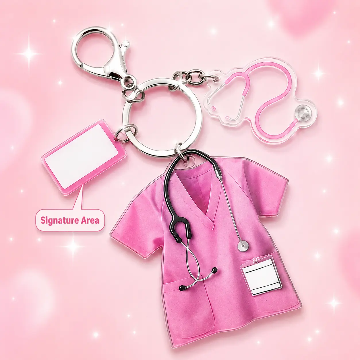 Women's Fashionable 2D Acrylic Nurse Uniform Keychain Charm - Ideal Thank-You Gift for Nurses, Sweet Meaningful Exquisite Fashion Accessory