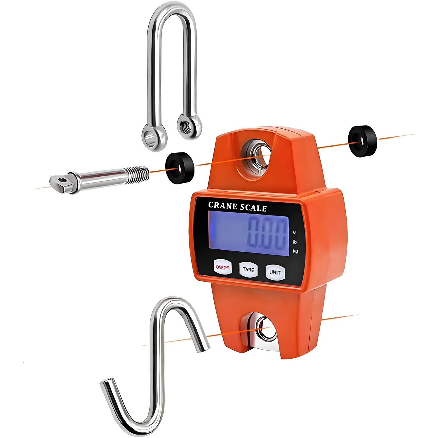 660LB/300KG Heavy Duty Digital Crane Scale - Industrial Compact LCD Metal Hanging Scale with Aluminum Body & Stainless Steel Hook for Garage, Farm, Hunting, Fishing & More (Orange) detail 10