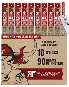 O.G. Hickory Beef Stick 10-Pack - Classic Smoky Beef Snack by Righteous Felon