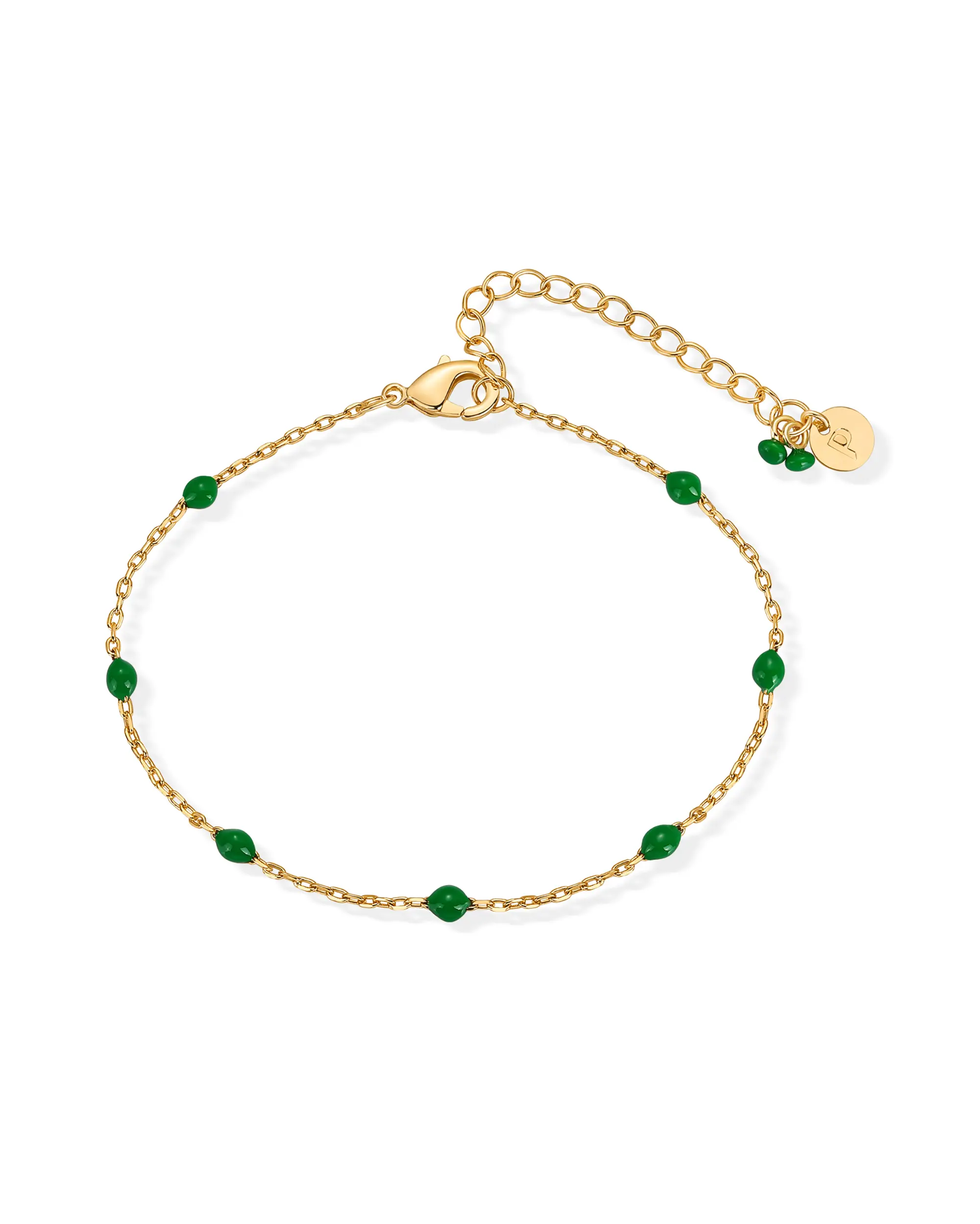 PAVOI 14K Gold Plated Enamel Beaded Bracelets for Women - Colorful Dainty Bead Bracelet - Boho Festival Green Jewelry Gifts