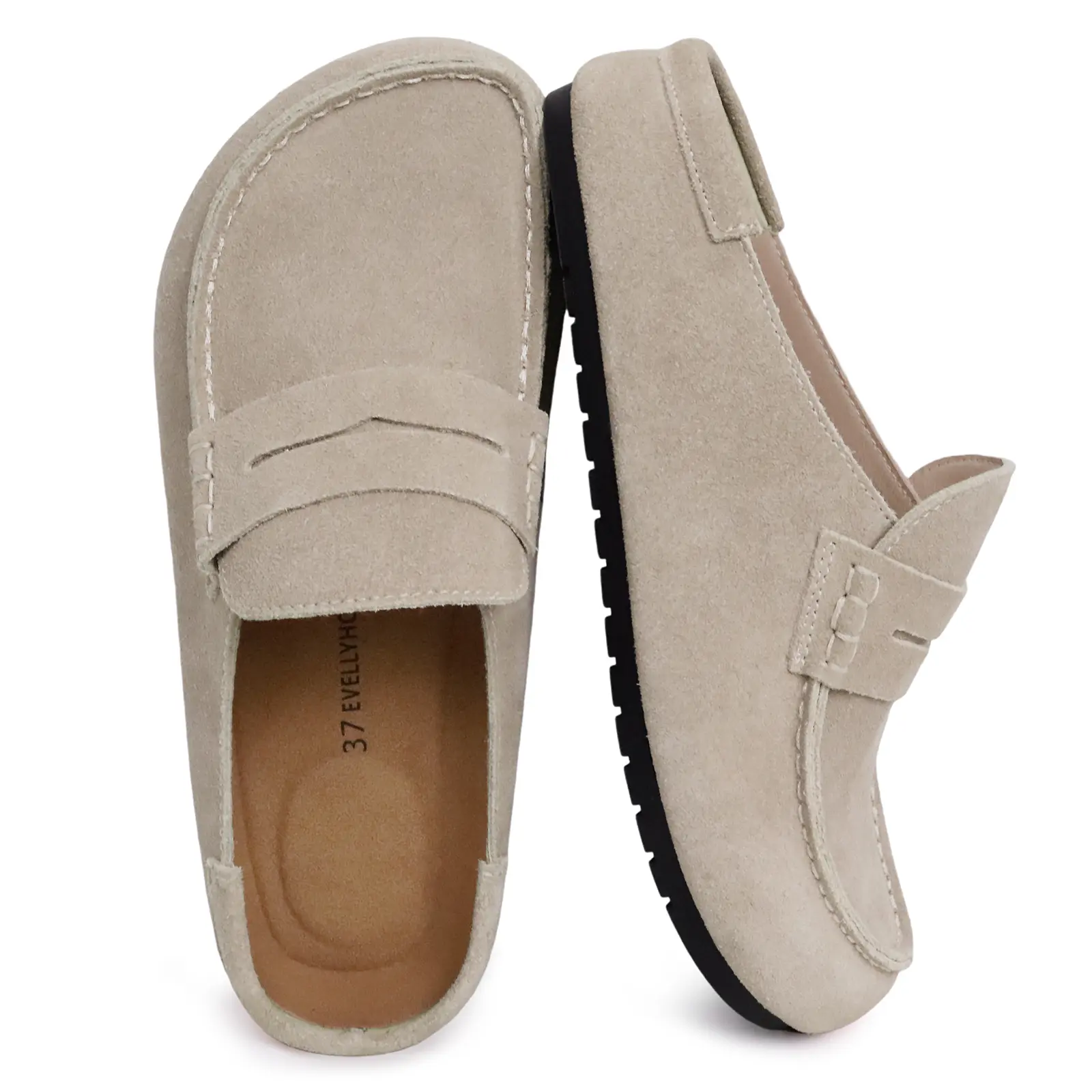 EVELLYHOOTD Women's Loafer clogs Leopard Genuine Suede Leather Loafer Mules, Slip-On Casual Shoe with Arch Support, Comfortable Footwear for Everyday Wear, Gifts For Women, Shoes For Women,shoes for back to school,back to school shoes