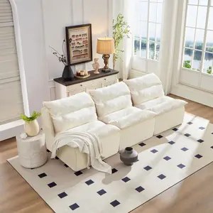 Niccae Single sofa chair/lounge chair with backrest, fully collapsible, suitable for living room and bedroom, made of polyester fiber, available in orange, beige, and green.