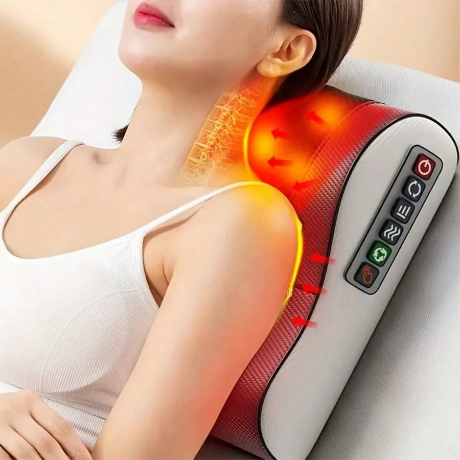Neck massage pillow, with 20 neck kneading heads and a 6-key control panel including neck, shoulders, waist, back and legs. It is very suitable for office workers and the elderly. It is the best gift for parents, friends and lovers. Neck Care Stick