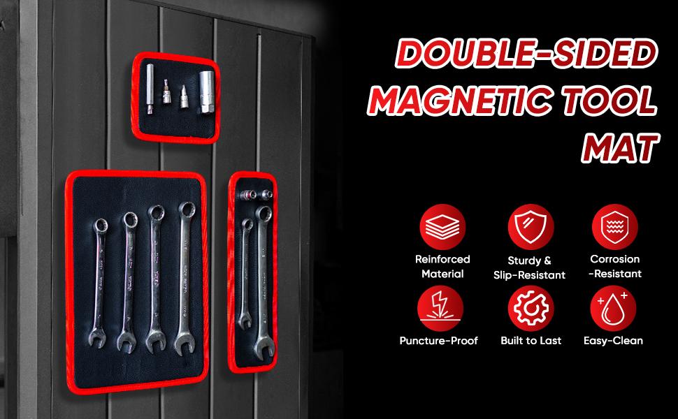 Magnetic Tool Mat & Holder 3-Pieces 12.8"x9.8" ,12.8"x4.3",4.3"x4.3"  Flexible Magnetic Tray for Garage Workshop, Scratchproof PVC Surface with Non-Slip Grip | Auto Repair, Toolbox Organizer for Mechanics & DIY