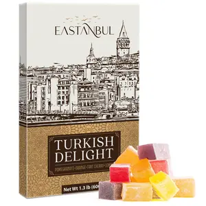 Eastanbul Turkish Delights Assorted with 4 Flavors, Turkish Lokum, 21.2 oz