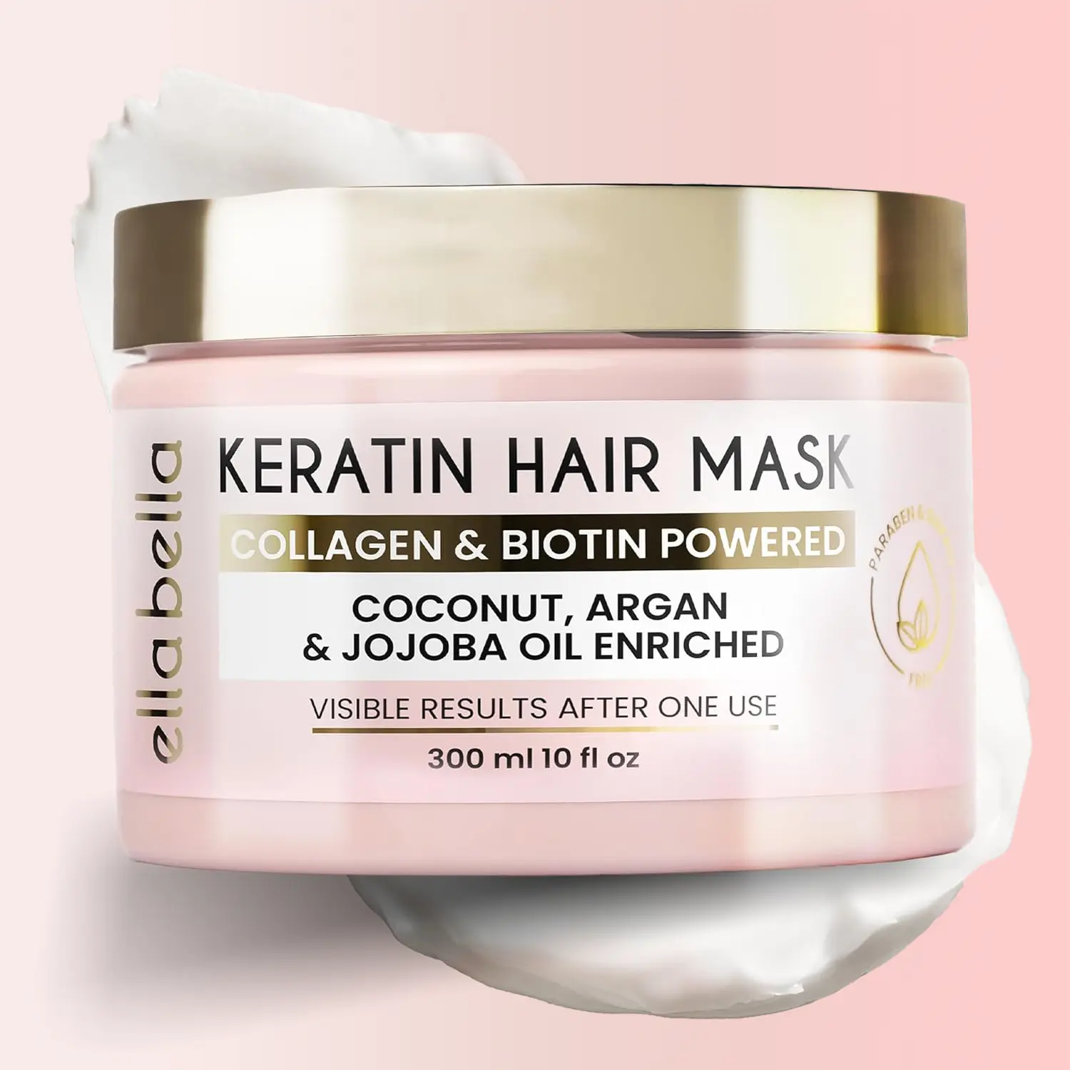 ELLA BELLA Keratin Hair Mask – Deep Conditioning Hair Treatment & Hair Repair Mask for Dry, Damaged, Curly, and Color-Treated Hair – Hydrating Deep Conditioner for Softness, Shine & Growth