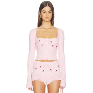 Lovers and Friends Cecilia Floral Embroidered Top in Pink Multi
