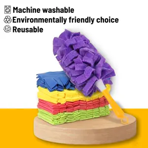 Reusable Duster Refills - Washable & Reusable, High-Density Microfiber, Fits Most Standard Duster Handles, for Home Office Car High Adsorption Duster (1 Handle + 4Refills)