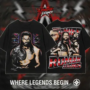 RingsideLegacy - Roman Reigns "The Tribal Chief" Premium Wrestling Cotton T-Shirt (Made In US), Wrestling Legend Outfit, Father Son Wrestling Shirt, Game Day Outfit, Birthday Gift For Wrestling Fans, Sports Entertainment Graphic Tee