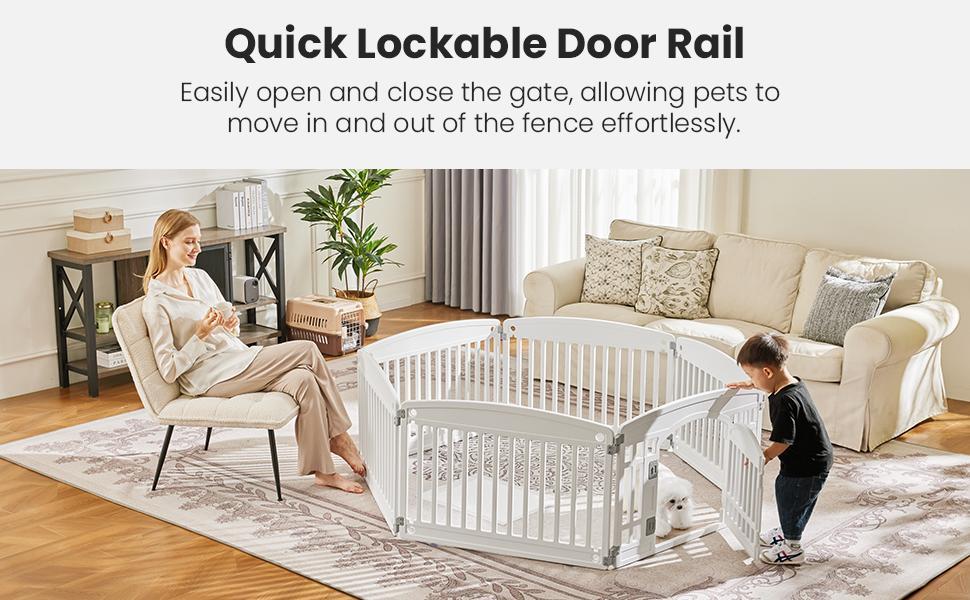 【Summer Sale】Plastic Pet Playpen - Portable Puppy Fence, Durable Puppy Exercise Pen with Lockable Playpen Gate, Non-Slip Bottom, for Indoor & Outdoor Use, Playpen Gate Playpens