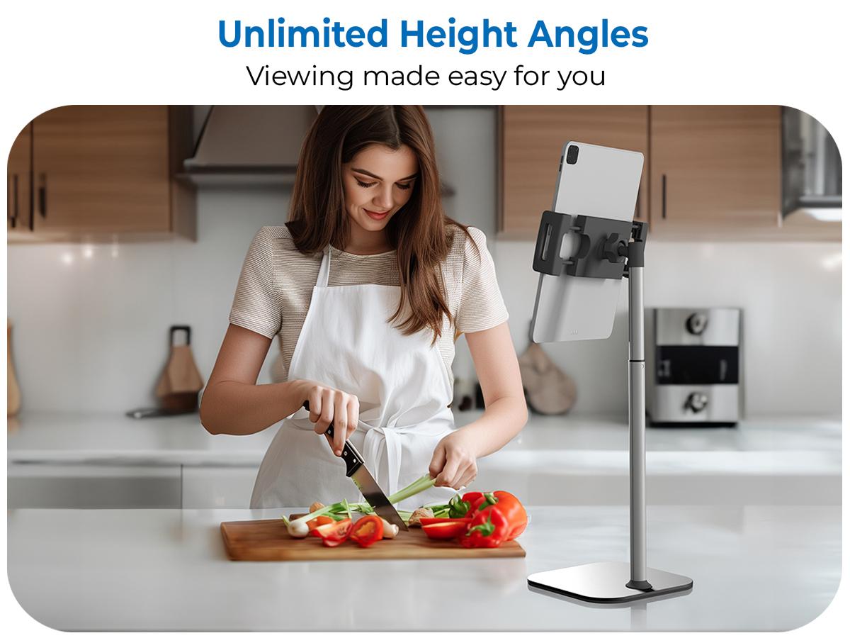Cooper TabStand - Height Adjustable iPad/Tablet/ Portable Monitor Holder, metal/aluminium design, Fits Up to 17" Devices - Diagonal, 360° Rotate & Tilt, 4.4lb Holding Strength, Portable for iPad Pro, Mini, Air, Smartphone Adjustable Multi-Device Stand