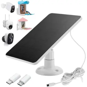 Solar Panel Charger -Weather Resistant, 4W 5V Solar Panel Wall Mounting Low-Power Solar Charging Panel Waterproof for Doorbell Security Camera,Bird Feeder Camera etc. with 300cm Cable Bracket