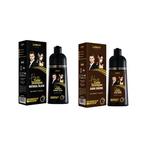 UNIK Care Professional Hair Coloring Shampoo Haircare Pack - Dark Brown (1x400ml), Natural Black (1x400ml), Ammonia-Free, Safe Effective Hair Dye for Men & Women