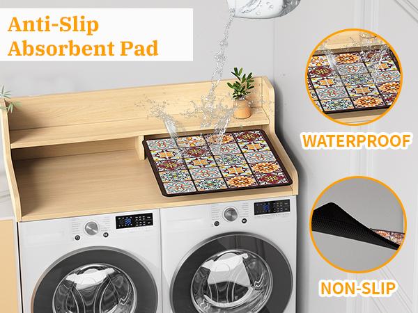 2-Tier Washer & Dryer Countertop  27.55"x54" 2-Tier Storage Rack Countertop for Laundry Room Organization, Washer and Dryer Covers for Front-Load Washers & Dryers Top, Black/Natural