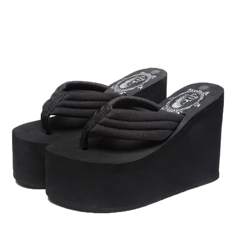 Women's Heeled Wedge Platform Flip Flop Sandals - Casual Fashion, Arch Support, Comfortable Cushion, Natural Rubber Thong Slippers for Summer Beach Use, Casual Fashion Sandals, Platform Sandals