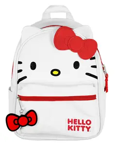 Sanrio Hello Kitty Signature Bow Face and 3D Ear Design Faux Leather Mini Backpack 11"