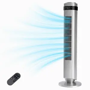 36.6" Quiet Tower Fan for Bedroom with Remote – 28dB Silent Bladeless Fan with 12H Timer, 64° Oscillating Standing Fan for Home Office, 5 Speeds & 4 Modes (Black/White/Gray/Silver)