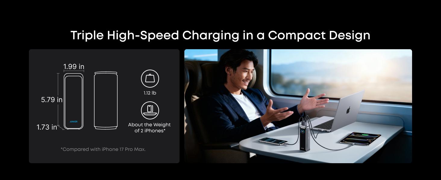 Anker Prime Power Bank, 20,100mAh/26,250mAh 3-Port Portable Charger with 220W/300W Max Output, Two-Way Charging, TSA-Approved, App Control, for MacBook, iPhone 17/16 Series, and More (Base Not Included)