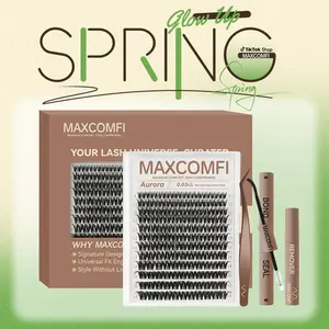 Aurora | MaxComfi My Go-To Comfortable Lashes Long-Lasting, Waterproof & Super Soft & Thin Band Too |  Flaunt Flora styleWaterproof Long-Lasting Natural Daily Volume Style Beginner-Friendly DIY Lashes for Flawless Voluminous Look Trendy Must-Have Clusters