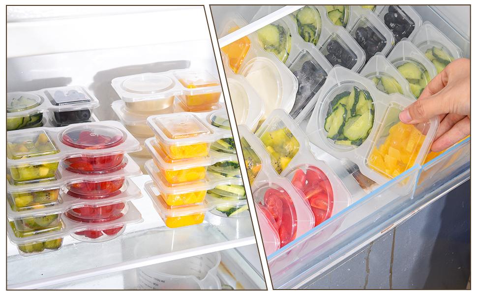 20 sets Reusable Snack Containers 2 Compartment Condiment Container With Lids Snackle Box Container Portion Control for Refrigeration Sauce,Outdoor Takeaway,Travel