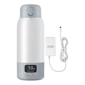 Portable Bottle Warmer for Travel, 45W Quick Charge, 100W Fast Heating Baby Bottle Warmer with 17oz Large Capacity Portable Milk Warmer, 10400mAh for On-The-Go Use with Formula, Breast Milk, Water