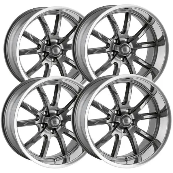 (Set of 4) Staggered Ridler 650 F:17x7,R:17x8 5x4.75" +0mm Gunmetal Wheels Rims